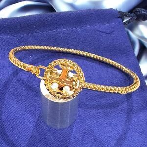 TORY BURCH ROPE HINGED 18KGOLD OVER BRASS BRACELET